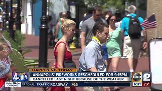 Annapolis fireworks rescheduled for 9:15 p.m.