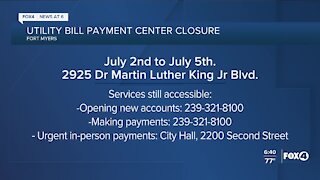 Utility payment center closed for holiday