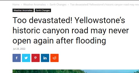 YELLOWSTONE NE CANYON RD MAY NEVER OPEN AGAIN - OR COST 3-5 YRS & $1 BILLION TO FIX