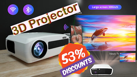 WZATCO C3 New LED Projector for Android 10.0 WIFI Full HD 1080P 300 Inch Big Screen 3D #Projector