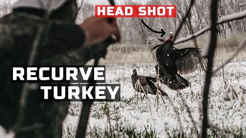 Turkey with a Recurve Bow, Epic Snowy Hunt Without A Blind