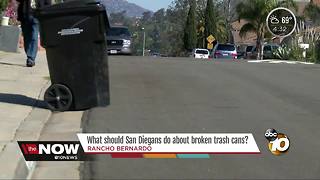 What should San Diegans do about broken trash cans?