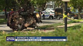 Speeding car slams into tree killing one person