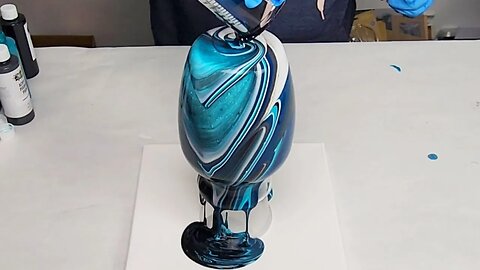 Acrylic Pour on a Vase Sealed with Resin - Start to Finish
