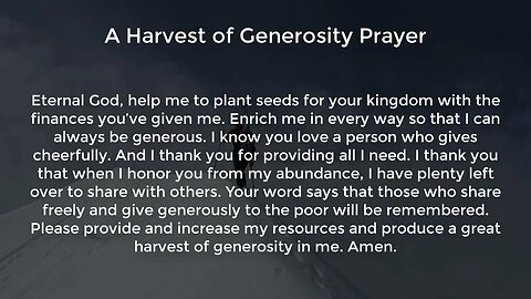 A Harvest of Generosity Prayer (Prayer for Success and Prosperity in Business)