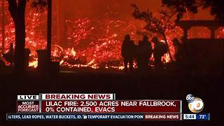 Firefighters continue battling Lilac Fire into the night