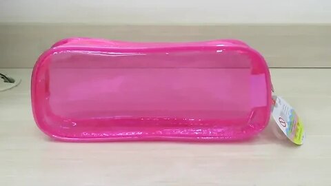 Estojo PVC Transparente 1 Zíper Pink, BRW, Modelo: ET0202