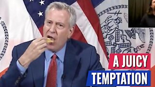 SICKENING: Commie Goon DeBlasio Eats Burger and Fries