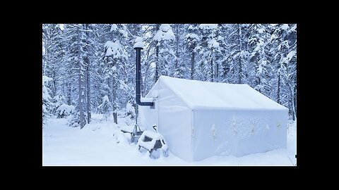 -30C WINTER CAMPING ALONE in a HOT TENT