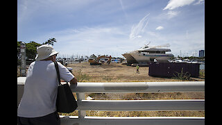 Crews begin dismantling and removing Navatek II