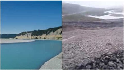Une rivière de roches se forme en Nouvelle-Zélande