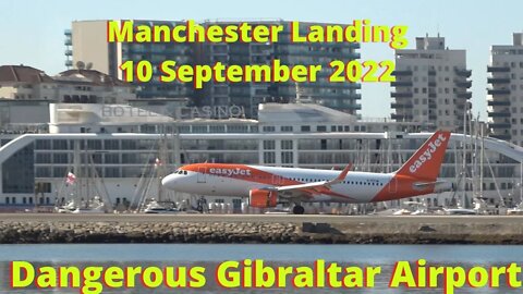 PLANE SPOTTING GIBRALTAR Airport, Manchester Flight lands 10/9/22