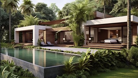Home Design - Seamless Integration- Modern House Design Enveloped by Lush Vegetation