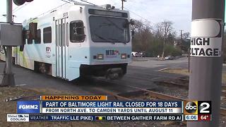 Part of Baltimore Light Rail closed for 18 days