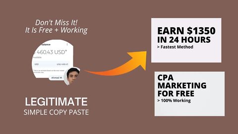 MAKE $1350 In 24 Hours, Make Money Online, CPA Marketing Free Strategy, Free Traffic
