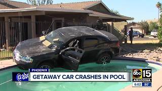 Getaway car crashes into Phoenix pool