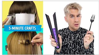 Pro Hairdresser Tries 5-Minute Crafts Hair Hacks