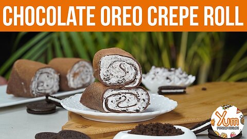 making of Chocolate Oreo Crepe Roll