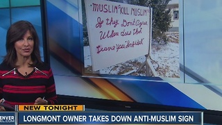 Longmont homeowner takes down anti-Muslim sign