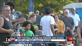 First football action for Paradise High School after wildfire devastation