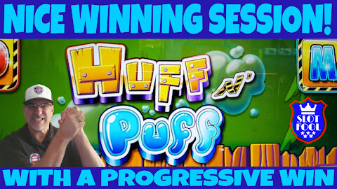 I THINK I MIGHT LIKE HUFF-N-PUFF NOW!!! FINALLY A NICE WINNING SESSION WITH EVEN A PROGRESSIVE WIN!