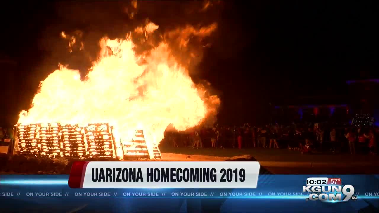 Hundreds attend homecoming bonfire at UArizona