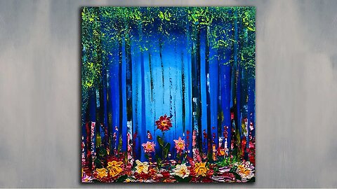 Misty Forest & Meadow Flowers / Acrylic Painting Tutorial for Beginners