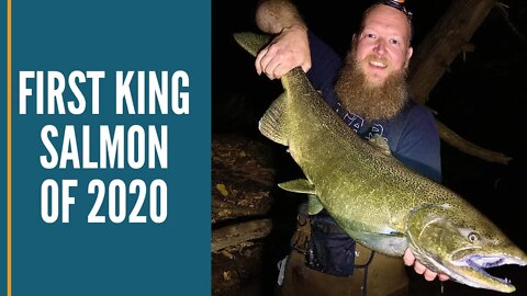 First King Salmon Of 2020 Michigan Fishing / Night Fishing For Chinook Salmon