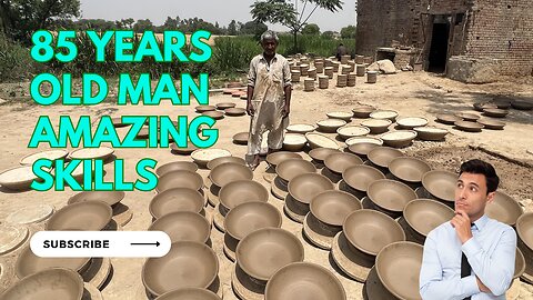 85 Years Old Man Skills - Glaze Pottery Art, Making Traditional Clay Plates, Glazed in Old Style