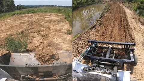Bobcat T650 dirt work; Expanding gravel driveway turnaround & rough grading hillside