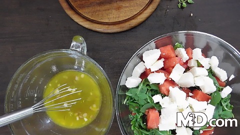 Arugula, Watermelon & Feta Salad w/ Orange Lemon Dressing | MDelicious