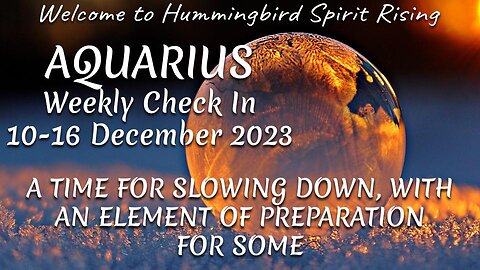 AQUARIUS Weekly Check In 10-16 December 2023 - A TIME FOR SLOWING DOWN, WITH AN ELEMENT OF PREPARATION FOR SOME