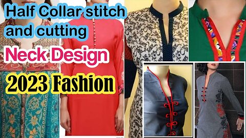Easy Half Collar Neck Cutting And Sewing. Professional Tailoring