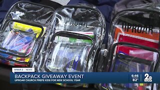 Local church host backpack giveaway for Connect Sunday