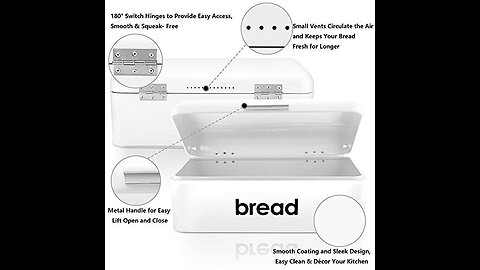 TeamFar Bread Box, White Metal Bread Box for Kitchen Countertop, Food Storage Container Bread B...