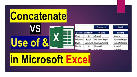 Use of Concatenate and "&" in Excel (Tutorial#5)