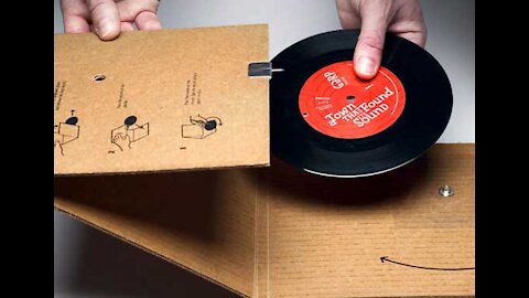 Funny hand spun cardboard record player at Mike Urban's