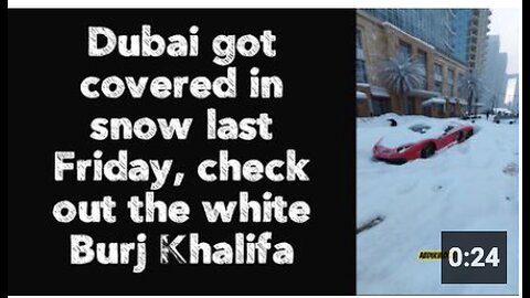 Dubai got covered in snow last Friday, check out the white Burj Khalifa #MuhGlobalWarming