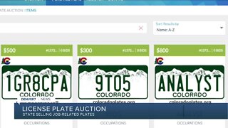 Colorado auctioning job-theme license plates