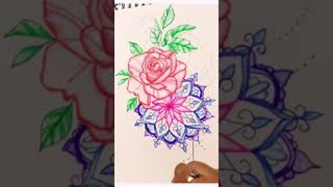 Simple flowers design drawing || simple flowers drawing with colour pen