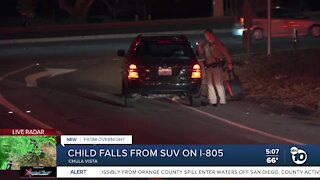 Child falls from SUV on I-805 in Chula Vista area