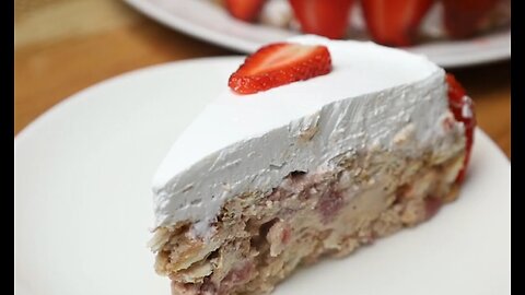 No Oven ! The fastest cake in the world, Strawberry Yogurt Cake