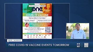 Free COVID-19 vaccine events on Saturday, Aug. 7