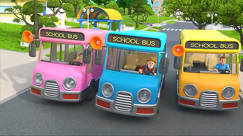 Wheels on the Bus | Pink, Blue and Yellow Buses | Lalafun Nursery Rhymes & Kids Songs