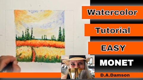 Easy Monet Watercolor tutorial - Step by Step