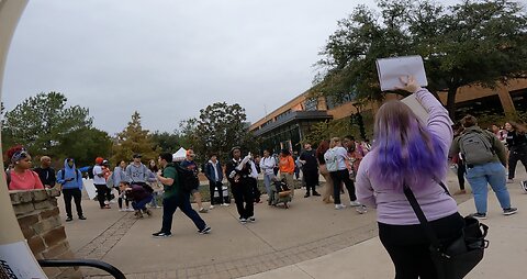 Sam Houston State Univ: Heckler Decked In Rainbow Waiting For Me, Lesbians Oppose Me, Large Crowd Forms, One Sinner Calls The Police On Me, Another Rowdy Day As I Exalt Jesus Christ