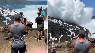 Tourists In Bali Caught Off Guard By Massive Sweeping Wave