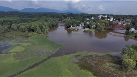 Aerial Video Over the Esopus Creek in the Village of Saugerties