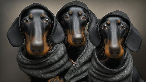 Sausages at risk: these dachshunds know how to rob a refrigerator without too much fuss!