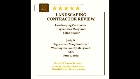 Landscape Contractor Hagerstown Maryland 5 Star Video Review